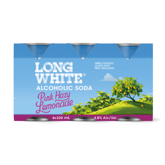 Picture of Long White Vodka Alcoholic Soda Pink Hazy Lemonade 4.8% Cans 6x320ml