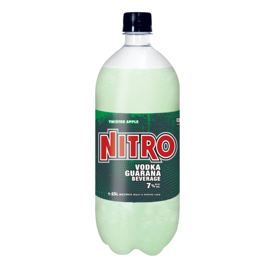 Picture of Nitro Twisted Apple Vodka Guarana Beverage 7% PET Bottle 1.25 Litre