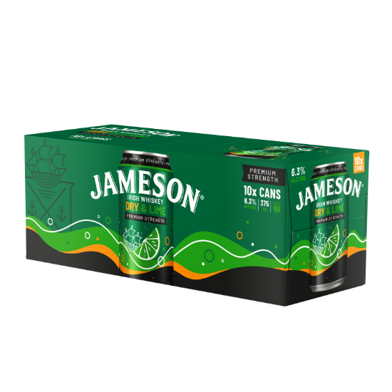 Picture of Jameson Dry & Lime Premium Strength 6.3% Cans 10x375ml