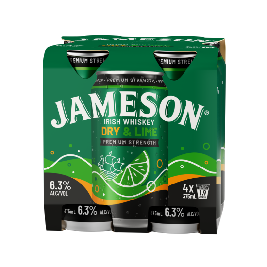 Picture of Jameson Dry & Lime Premium Strength 6.3% Cans 4x375ml