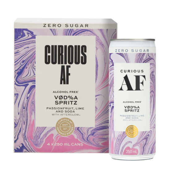 Picture of Curious AF Alcohol Free VØd%a Spritz Passionfruit, Lime & Soda Cans 4x250ml