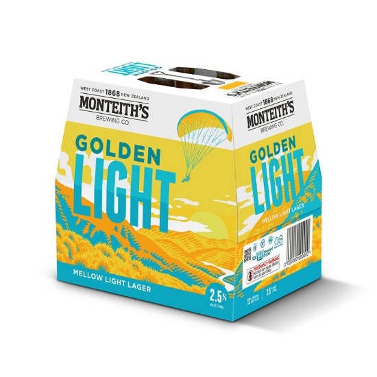 Picture of Monteith's Golden Light Lager 2.5% Bottles 12x330ml