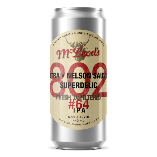 Picture of McLeod's 802 Fresh Unfiltered #64 IPA Citra Nelson Supadelic Can 440ml