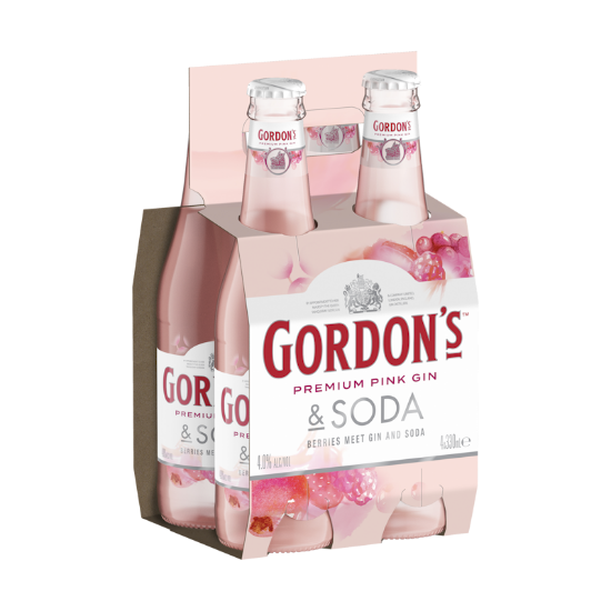 Picture of Gordon's Premium Pink Gin & Soda 4% Bottles 4x330ml