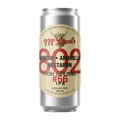 Picture of McLeod's 802 Fresh Unfiltered #66 IPA Simcoe Amarillo Nectaron Can 440ml