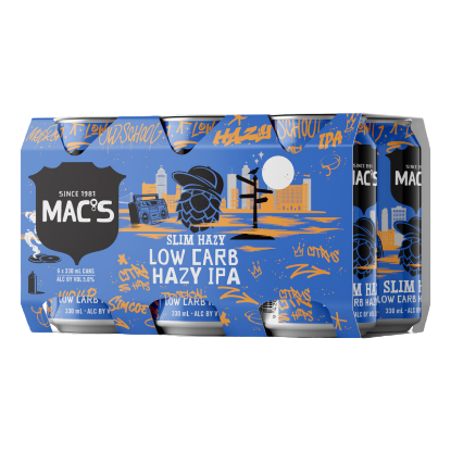 Show details for Mac's Slim Hazy Low Carb Hazy IPA Cans 6x330ml Picture of Mac's Slim Hazy Low Carb Hazy IPA Cans 6x330ml