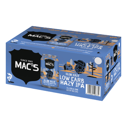 Show details for Mac's Slim Hazy Low Carb Hazy IPA Cans 12x330ml Picture of Mac's Slim Hazy Low Carb Hazy IPA Cans 12x330ml