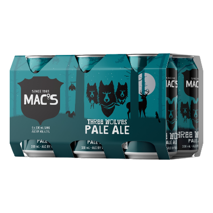 Picture of Mac's Three Wolves Pale Ale Cans 6x330ml