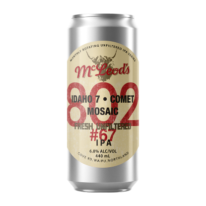 Picture of McLeod's 802 Fresh Unfiltered #67 IPA Idaho Comet Mosaic Can 440ml
