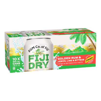 Picture of Fiji Dry Golden Rum & Lemon Lime Bitters 4.8% Cans 10x330ml