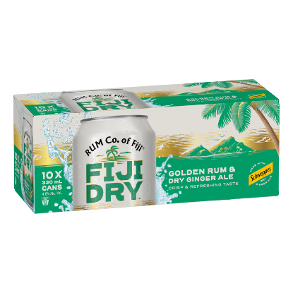 Picture of Fiji Dry Golden Rum & Dry Ginger Ale 4.8% Cans 10x330ml