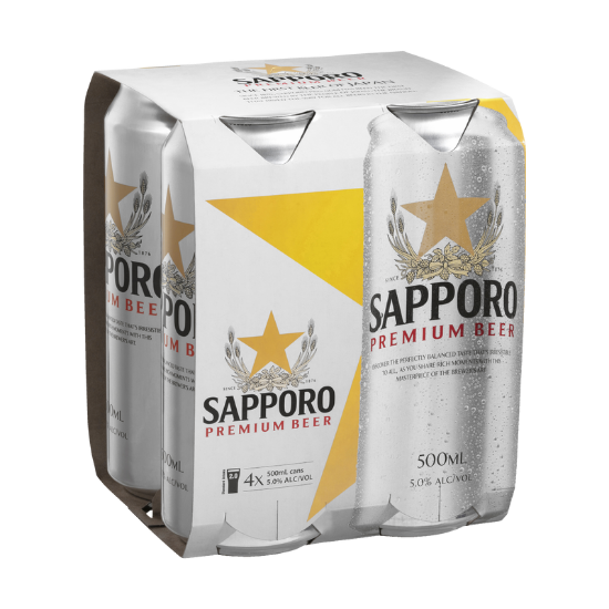 Picture of Sapporo Premium Japanese Beer Cans 4x500ml