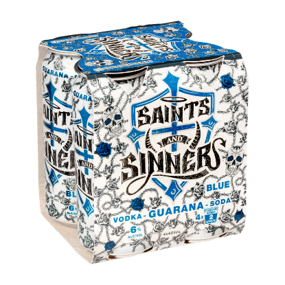 Picture of Saints & Sinners Vodka Guarana & Soda Blue Cans 4x420ml