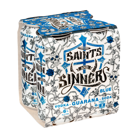 Picture of Saints & Sinners Vodka Guarana & Soda Blue Cans 4x420ml