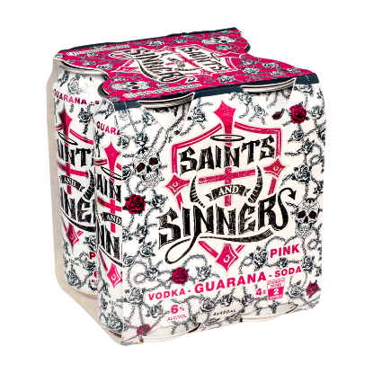 Picture of Saints & Sinners Vodka Guarana & Soda Pink Cans 4x420ml