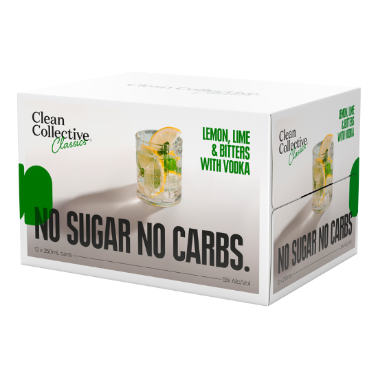 Picture of Clean Collective Classics Lemon, Lime & Bitters 5% Cans 12x250ml