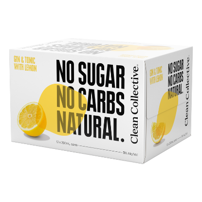 Picture of Clean Collective Gin & Tonic with Lemon 5% Cans 12x250ml