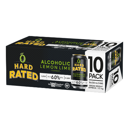 Picture of Hard Rated Alcoholic Lemon Lime 6% Cans 10x330ml