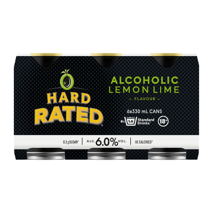 Picture of Hard Rated Alcoholic Lemon Lime 6% Cans 6x330ml