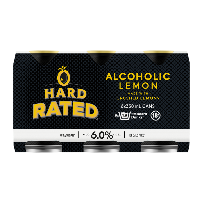 Picture of Hard Rated Alcoholic Lemon 6% Cans 6x330ml
