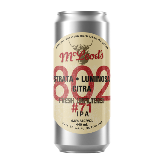 Picture of McLeod's 802 Fresh Unfiltered #71 IPA Can 440ml