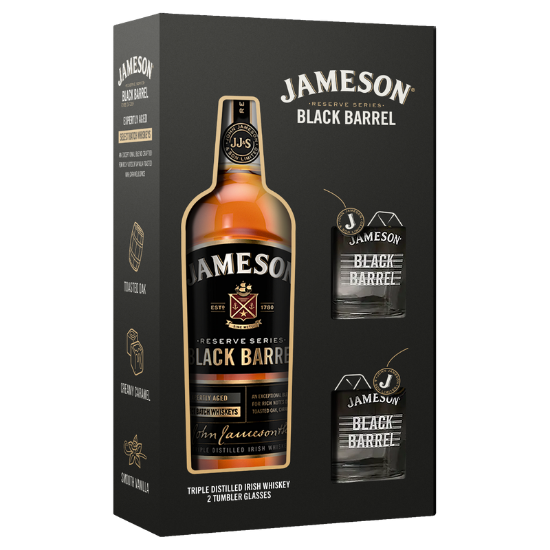 Picture of Jameson Black Barrel & Two Glass Gift Pack 700ml