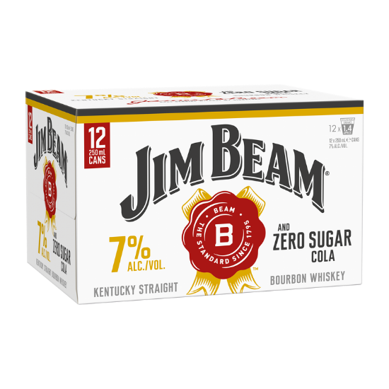Picture of Jim Beam & Zero Sugar Cola 7% Cans 12x250ml