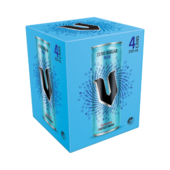 Picture of V Zero Sugar Blue Cans 4x250ml