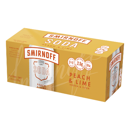 Picture of Smirnoff Soda Peach & Lime 5% Cans 10x330ml