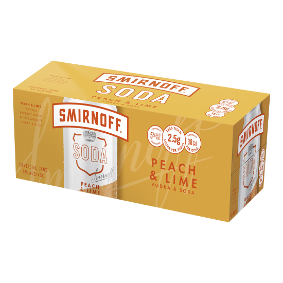Picture of Smirnoff Soda Peach & Lime 5% Cans 10x330ml