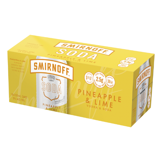 Picture of Smirnoff Soda Pineapple & Lime 5% Cans 10x330ml