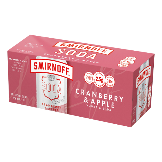 Picture of Smirnoff Soda Cranberry & Apple 5% Cans 10x330ml