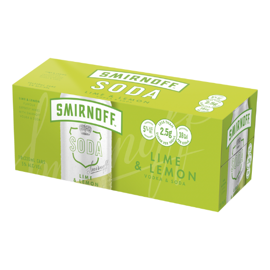 Picture of Smirnoff Soda Lime & Lemon 5% Cans 10x330ml