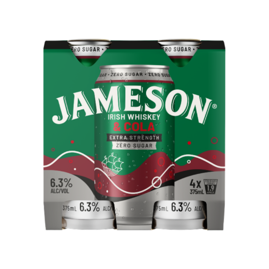 Picture of Jameson & Cola Zero Sugar 6.3% Cans 4x375ml