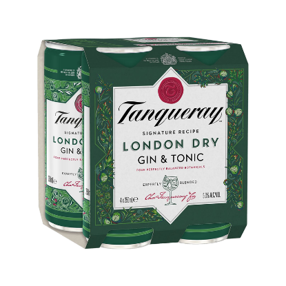 Picture of Tanqueray London Dry Gin & Tonic 5% Cans 4x250ml
