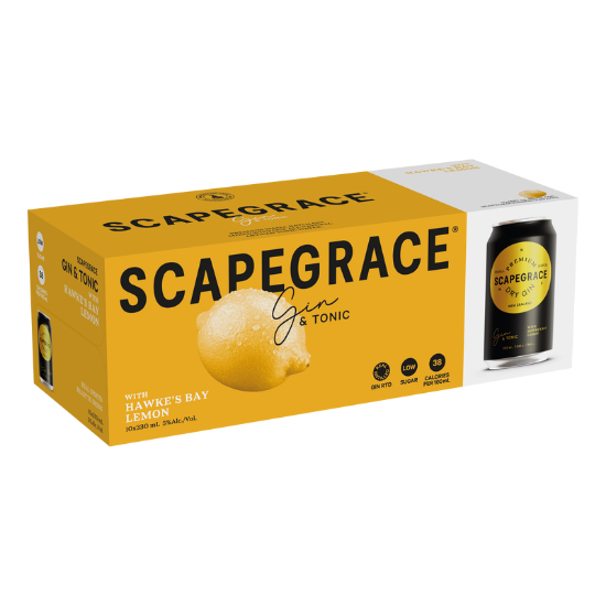 Picture of Scapegrace Gin & Tonic with Hawke's Bay Lemon 5% Cans 10x330ml
