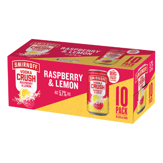 Picture of Smirnoff Crush Raspberry & Lemon 5.7% Cans 10x330ml