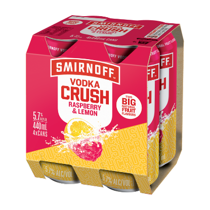 Picture of Smirnoff Crush Raspberry & Lemon 5.7% Cans 4x440ml