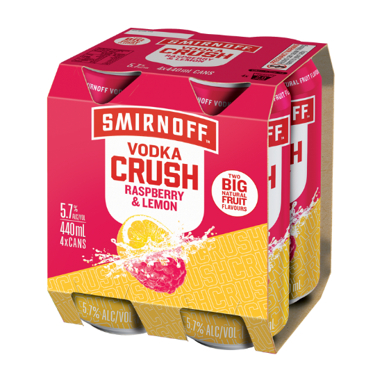 Picture of Smirnoff Crush Raspberry & Lemon 5.7% Cans 4x440ml