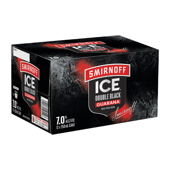 Picture of Smirnoff Ice Double Black Guarana 7% Cans 12x250ml