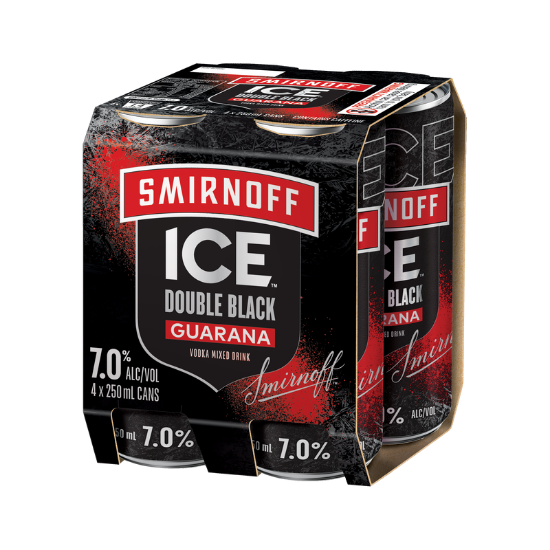 Picture of Smirnoff Ice Double Black Guarana 7% Cans 4x250ml