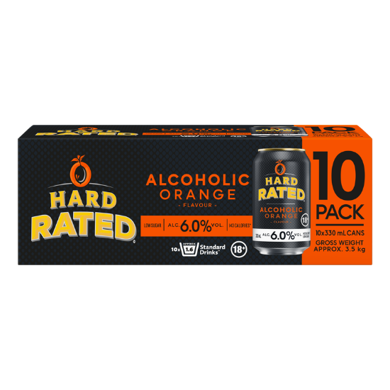 Picture of Hard Rated Alcoholic Orange 6% Cans 10x330ml