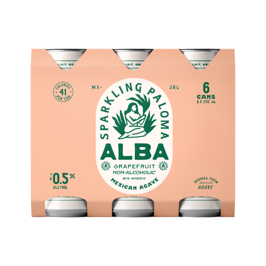 Picture of Alba Non-Alcoholic Grapefruit Sparkling Paloma Cans 6x250ml