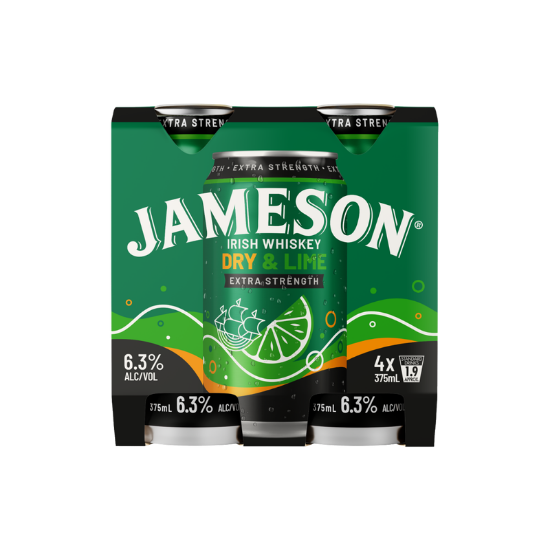 Picture of Jameson Dry & Lime Extra Strength 6.3% Cans 4x375ml