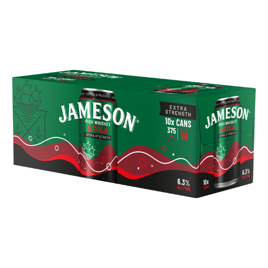 Picture of Jameson & Cola Extra Strength 6.3% Cans 10x375ml