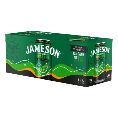 Picture of Jameson Dry & Lime Extra Strength 6.3% Cans 10x375ml