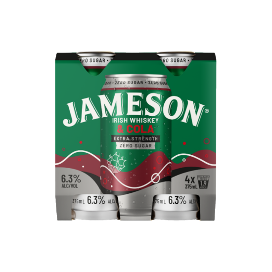 Picture of Jameson & Zero Sugar Cola Extra Strength 6.3% Cans 4x375ml