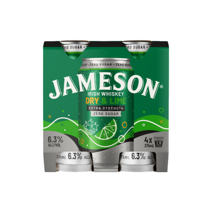 Picture of Jameson Zero Sugar Dry & Lime Extra Strength 6.3% Cans 4x375ml
