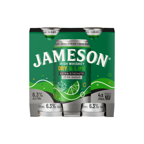 Picture of Jameson Zero Sugar Dry & Lime Extra Strength 6.3% Cans 4x375ml