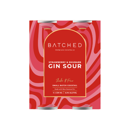 Picture of Batched Gin Sour Strawberry & Rhubarb 6% Cans 4x230ml